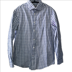 Michael Kors blue plaid regular fit dress shirt. Size Medium  EUC